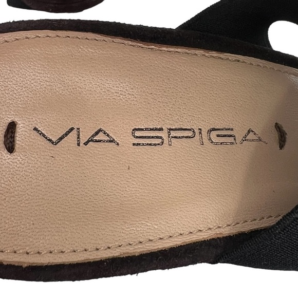 Via Spiga Brown Suede Elastic Band Wedge Sandals Size 9.5 Women's - Picture 2 of 10